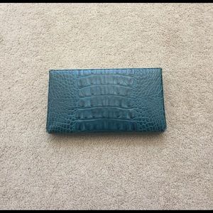 Banana Republic Teal Croc-Embossed Clutch